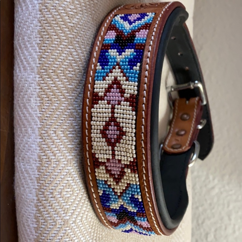 Navajo Western Style Leather Dog Collar